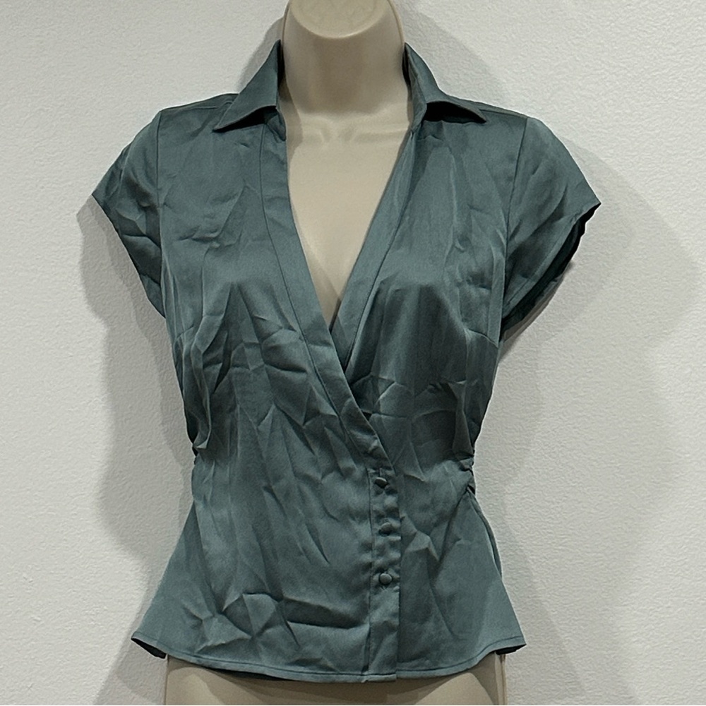 NWOT Guess Teal Wrap Blouse